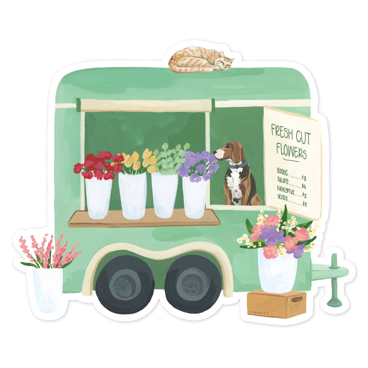 Flower Truck Decal Sticker