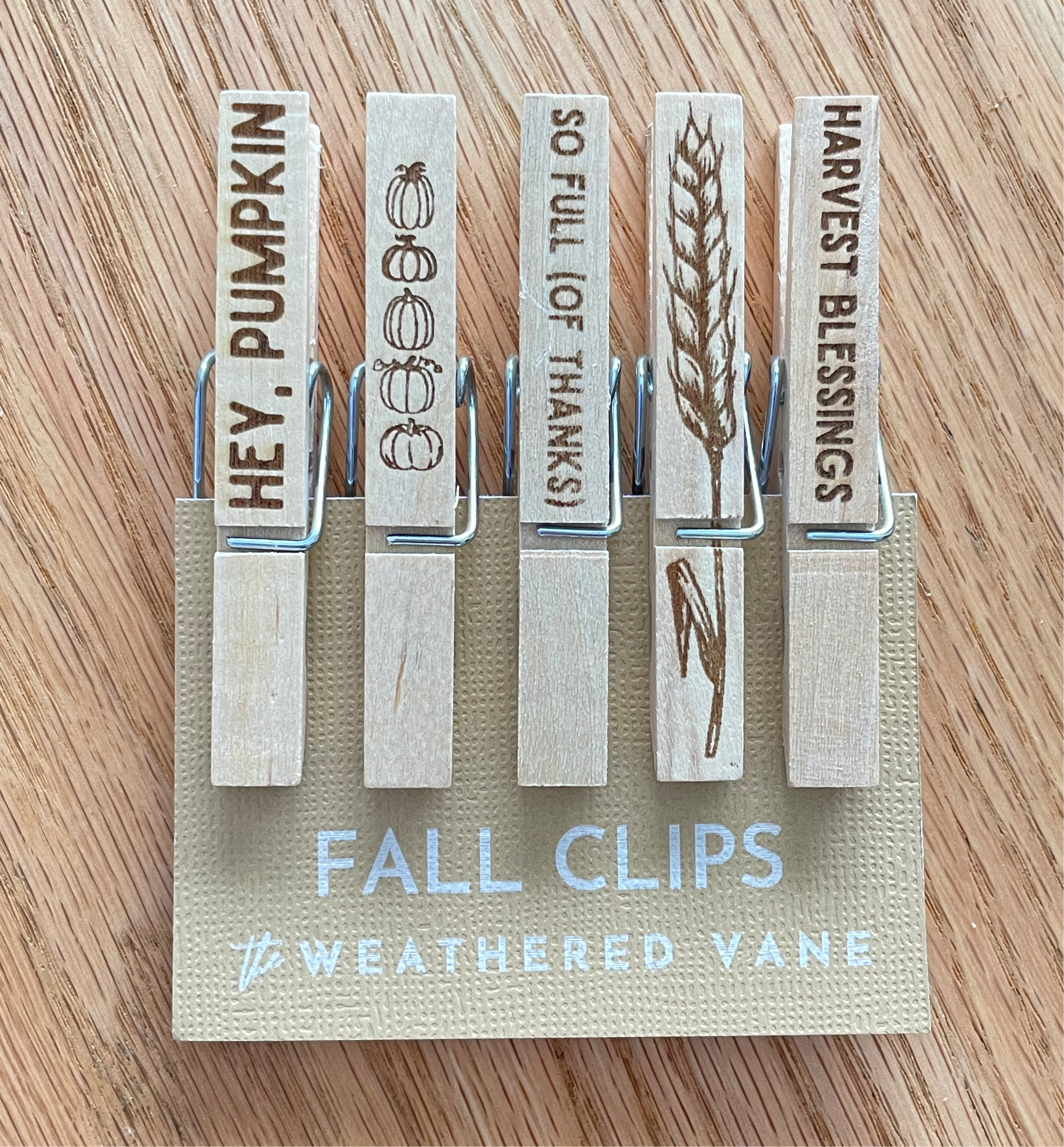 Engraved Fall Clothespins | Chip Clips