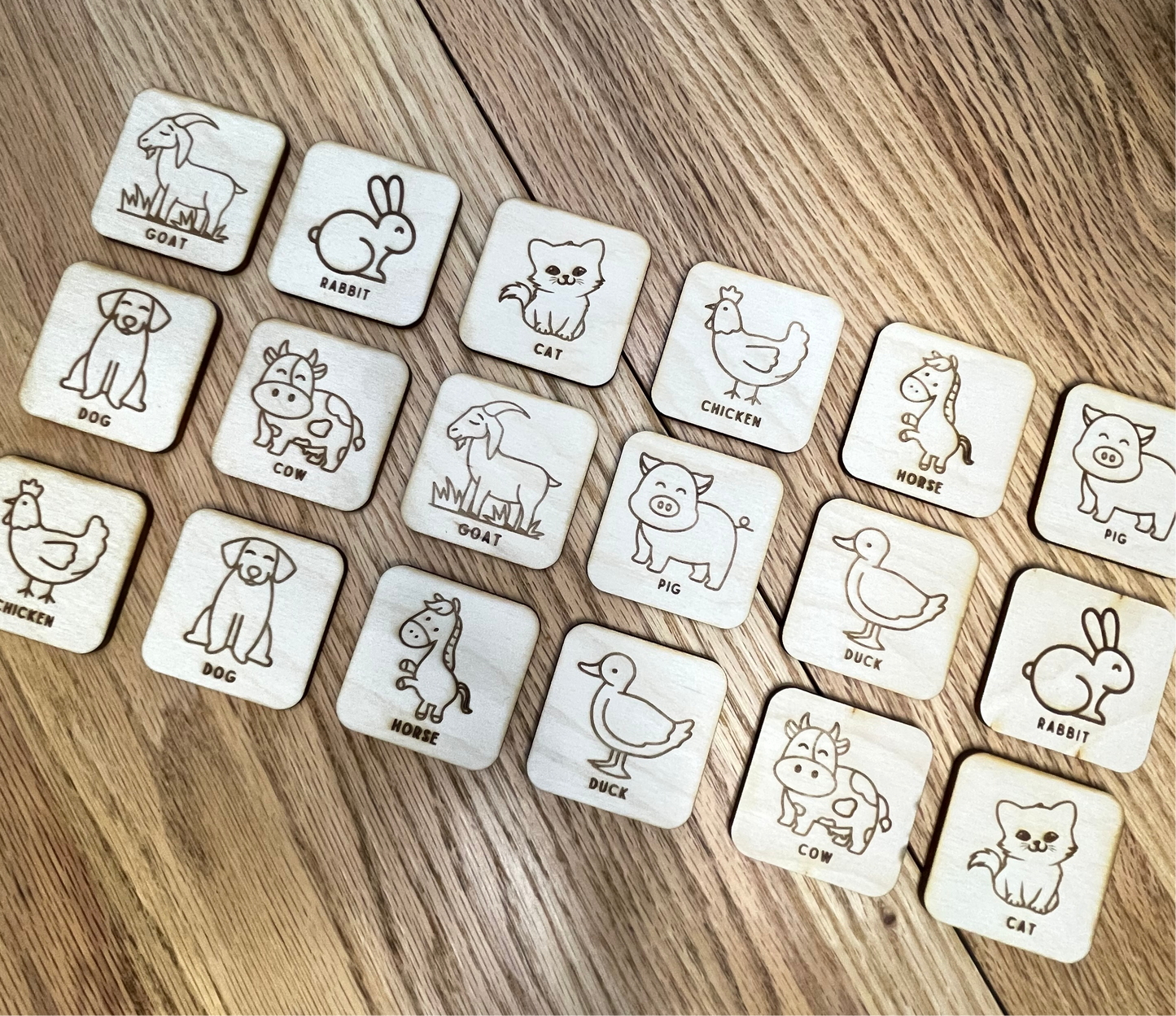 Farm Animal Wooden Memory Game