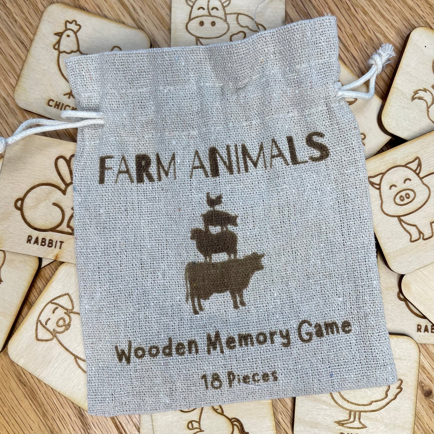 Farm Animal Wooden Memory Game