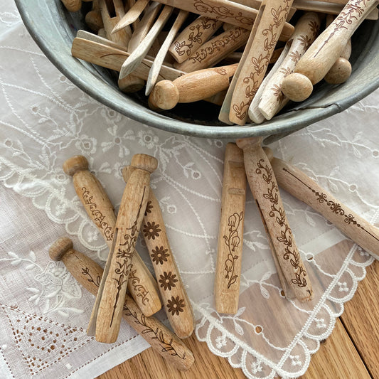 Single Vintage Engraved Clothespin