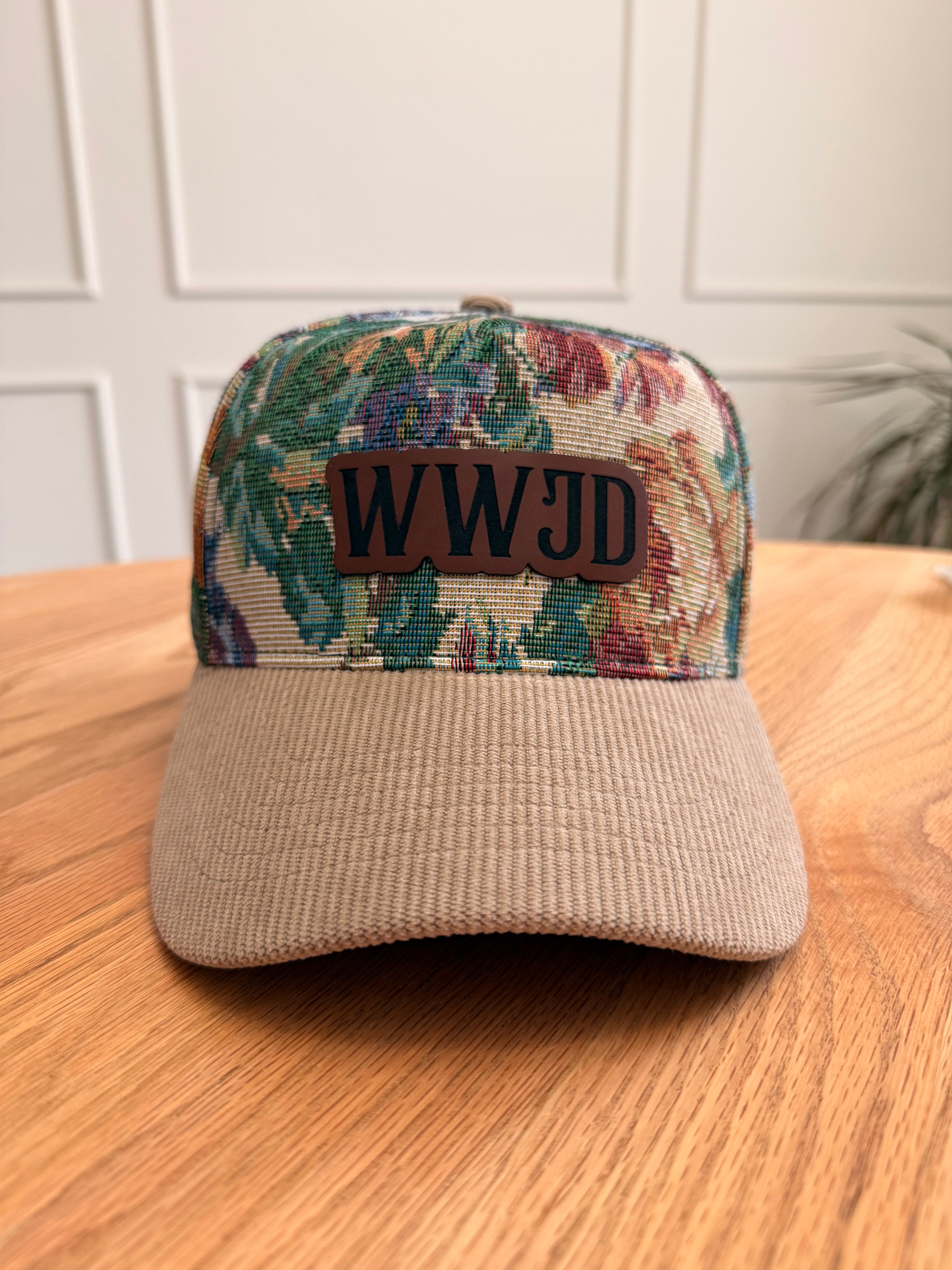 WWJD Floral Tapestry Hat