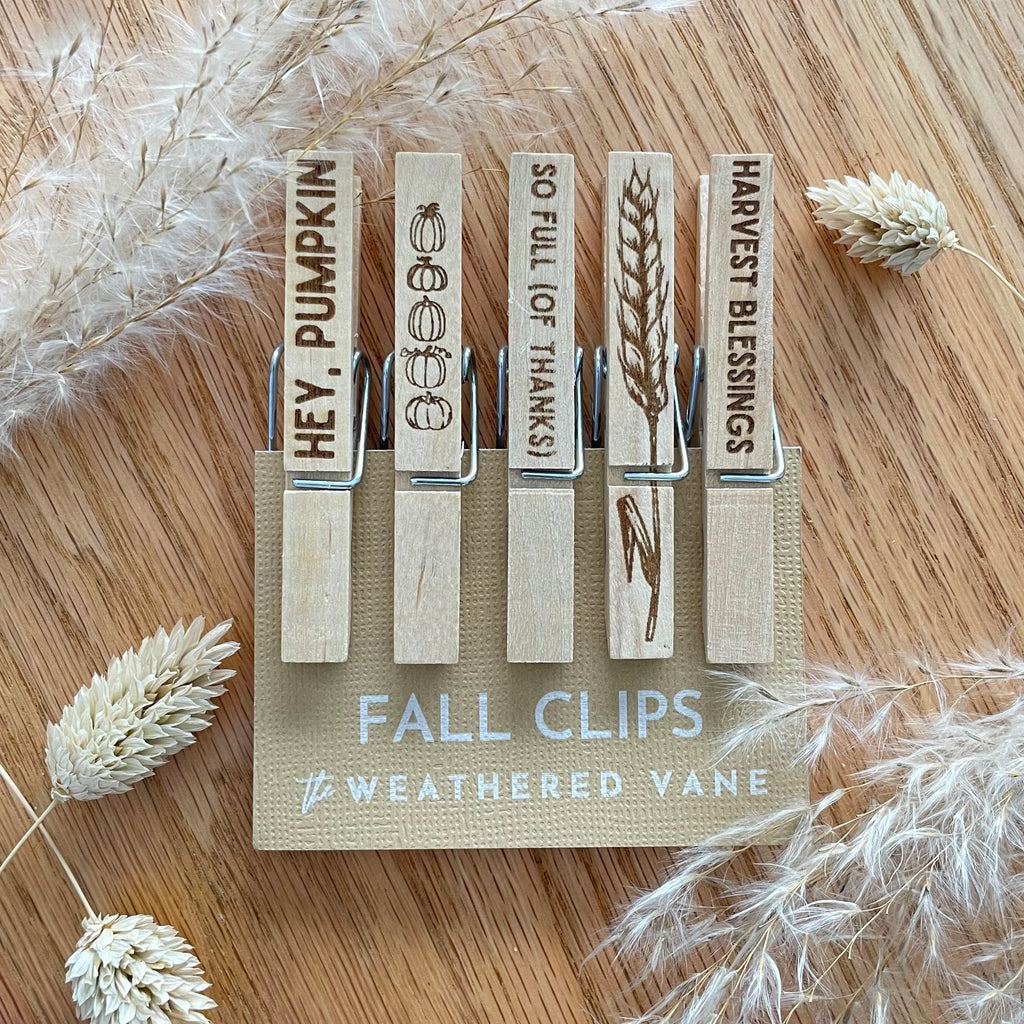 Engraved Fall Clothespins | Chip Clips