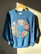 Dresden Plate Appliqué Sweatshirt, Large, Blue