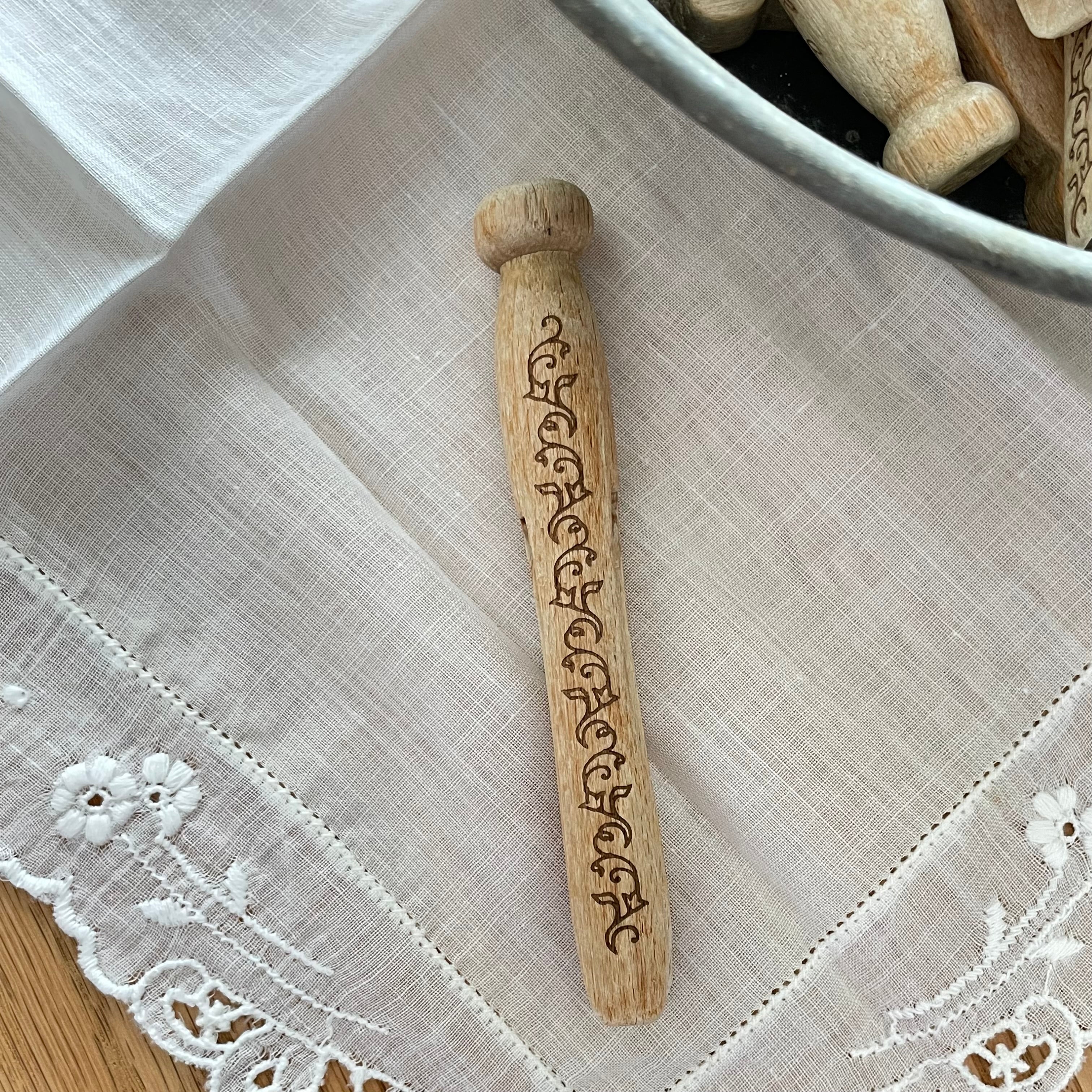 Single Vintage Engraved Clothespin