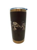 Retro Coffee Engraved Tumbler, 20 oz, Brown and Brass