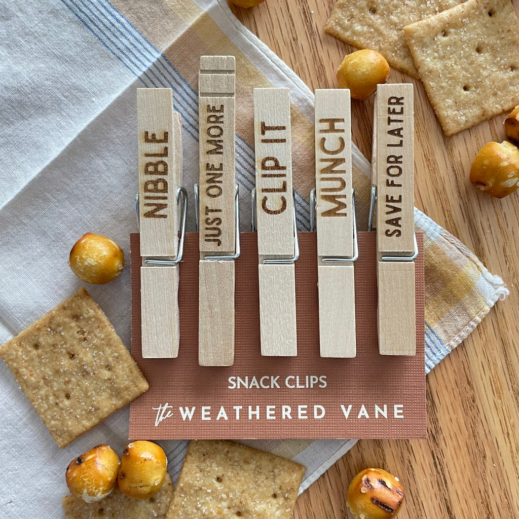 Engraved Snack Clips | Clothespins