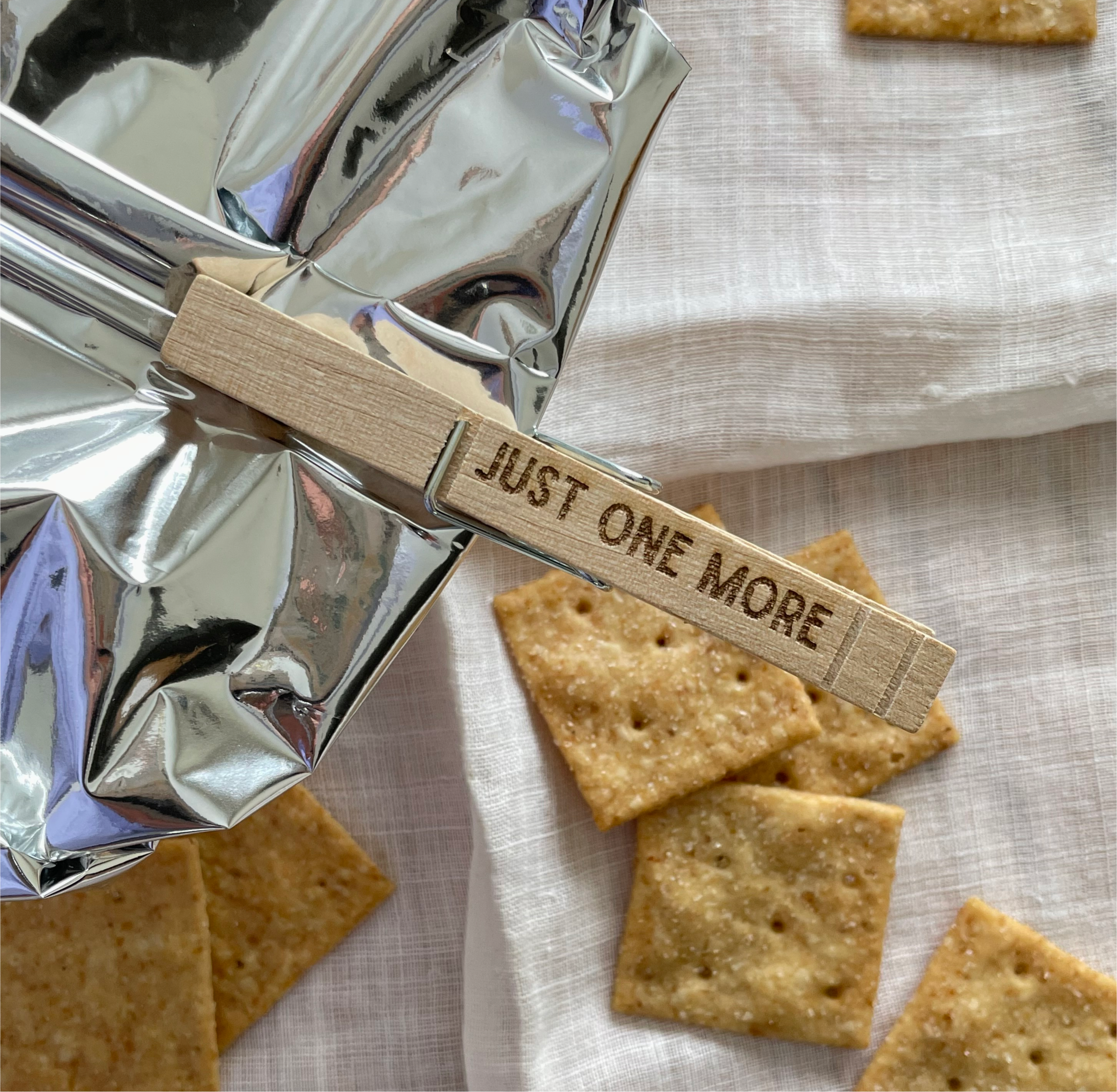 Engraved Snack Clips | Clothespins