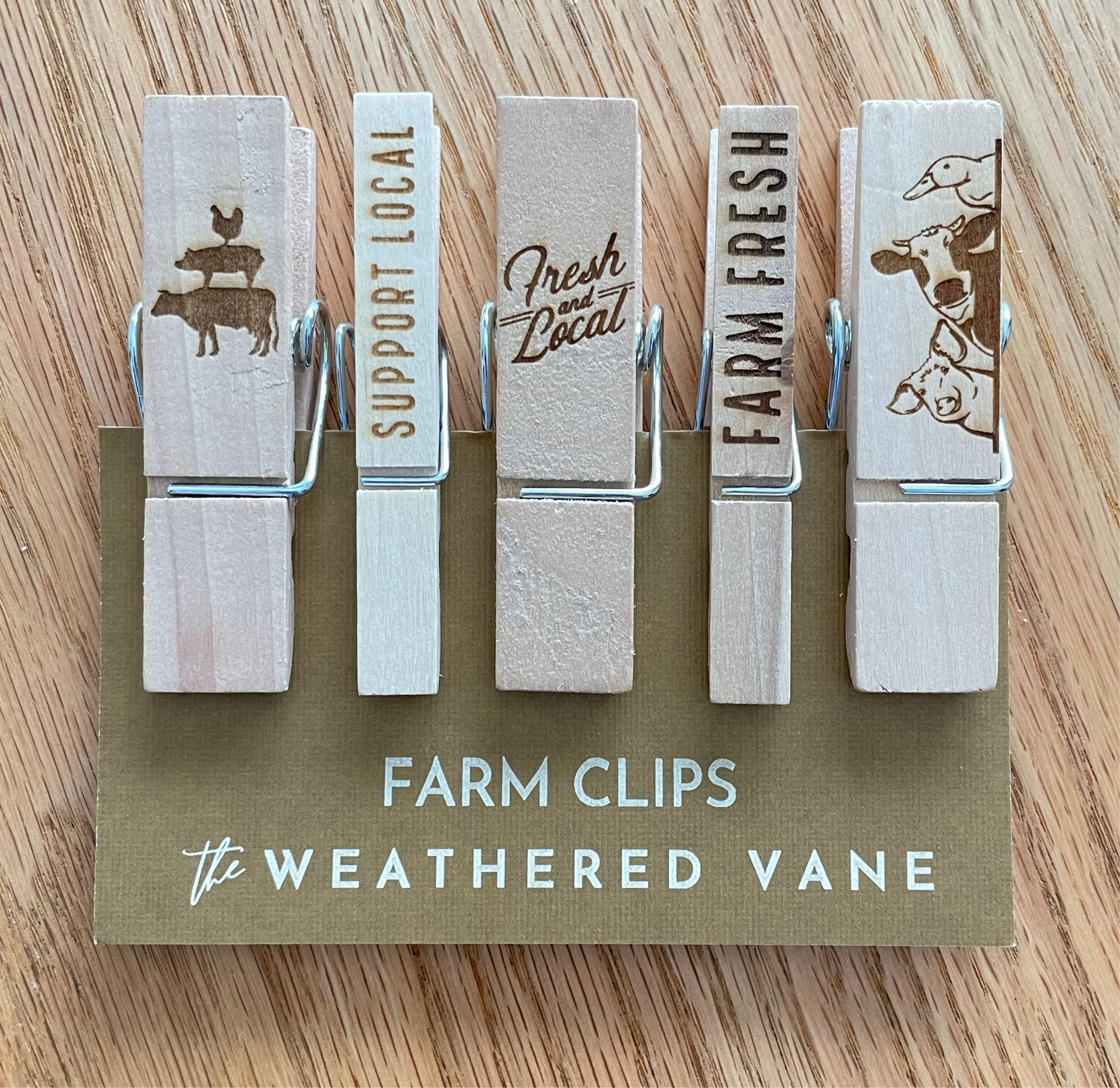 Engraved Farm Clothespins | Chip Clips