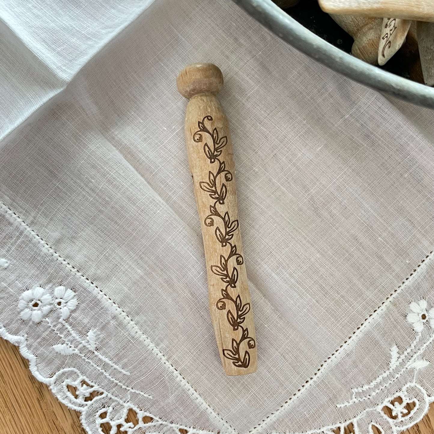 Single Vintage Engraved Clothespin