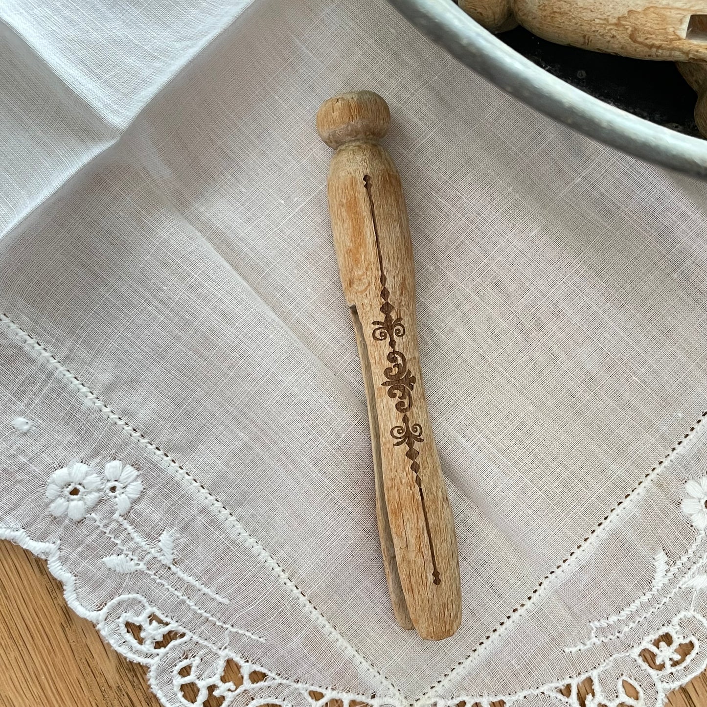 Single Vintage Engraved Clothespin