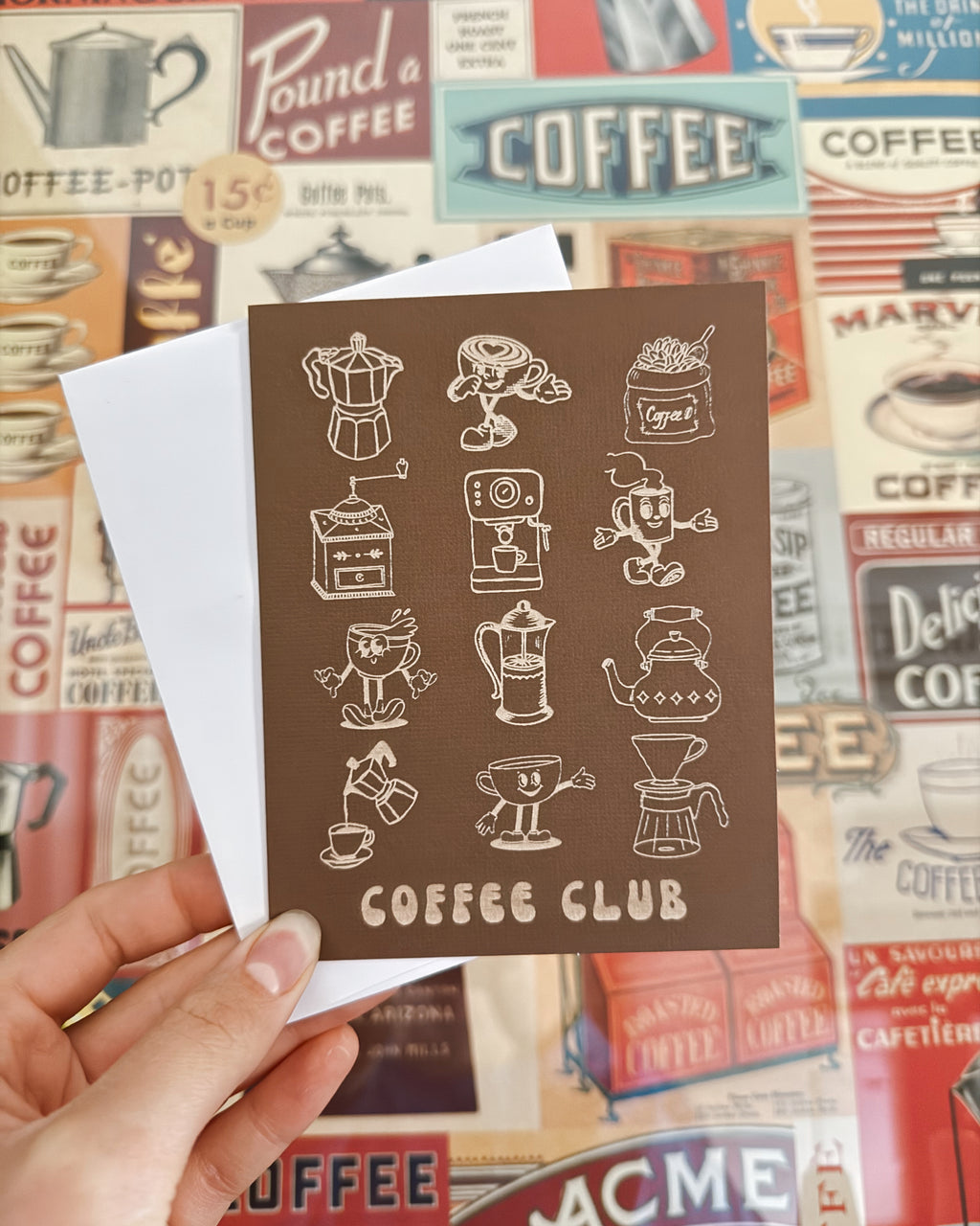 Retro Coffee Club Greeting Card