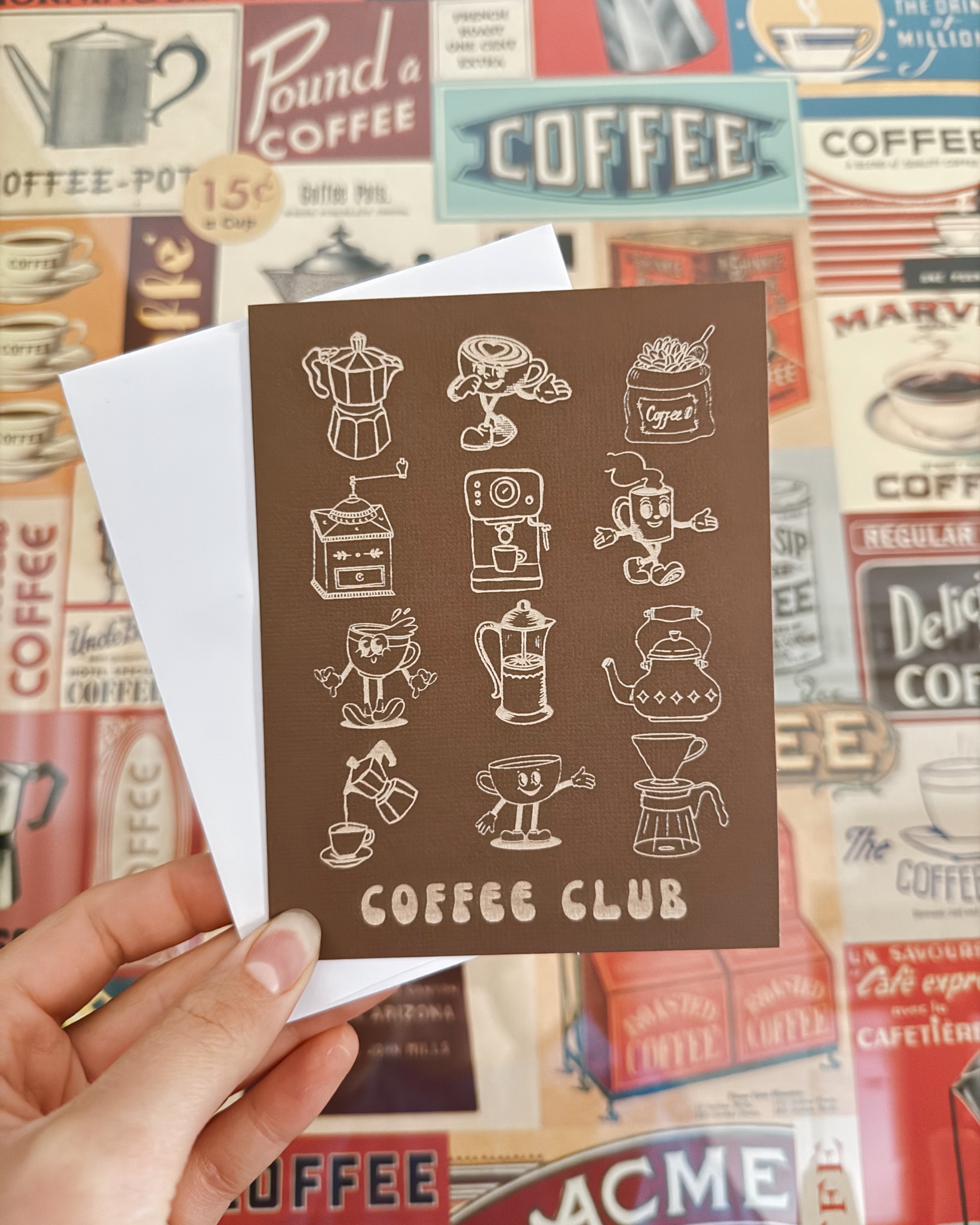 Retro Coffee Club Greeting Card