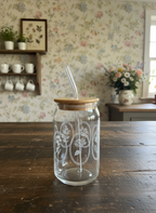 16oz Floral Oval Glass Can Tumbler