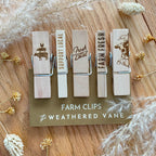 Engraved Farm Clothespins | Chip Clips