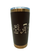 Retro Coffee Engraved Tumbler, 20 oz, Brown and Brass