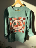 Calico Weathervane Appliqué Sweatshirt, X-Large, Turquoise