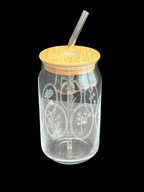 16oz Floral Oval Glass Can Tumbler