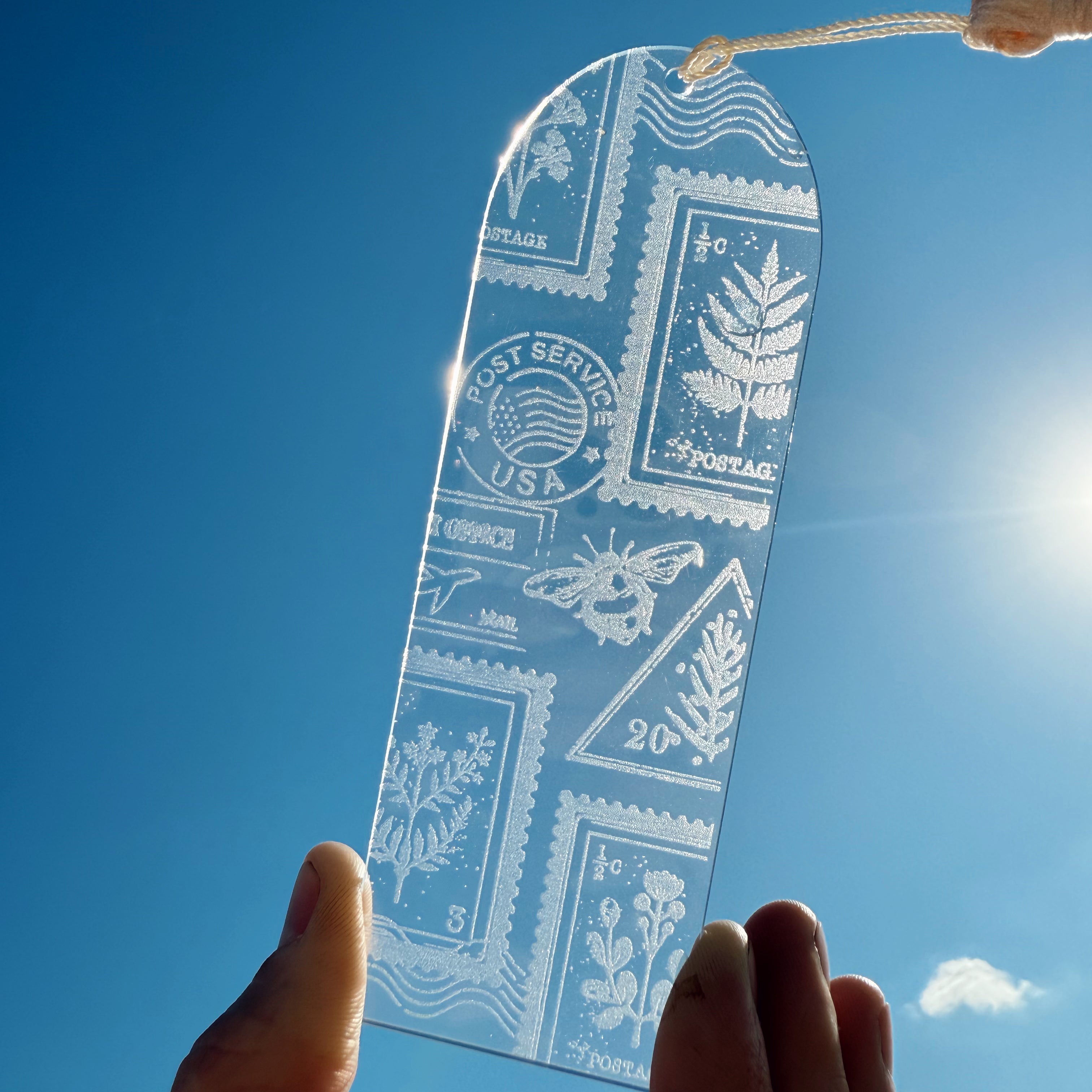 Postage Stamp Laser Engraved Acrylic Bookmark