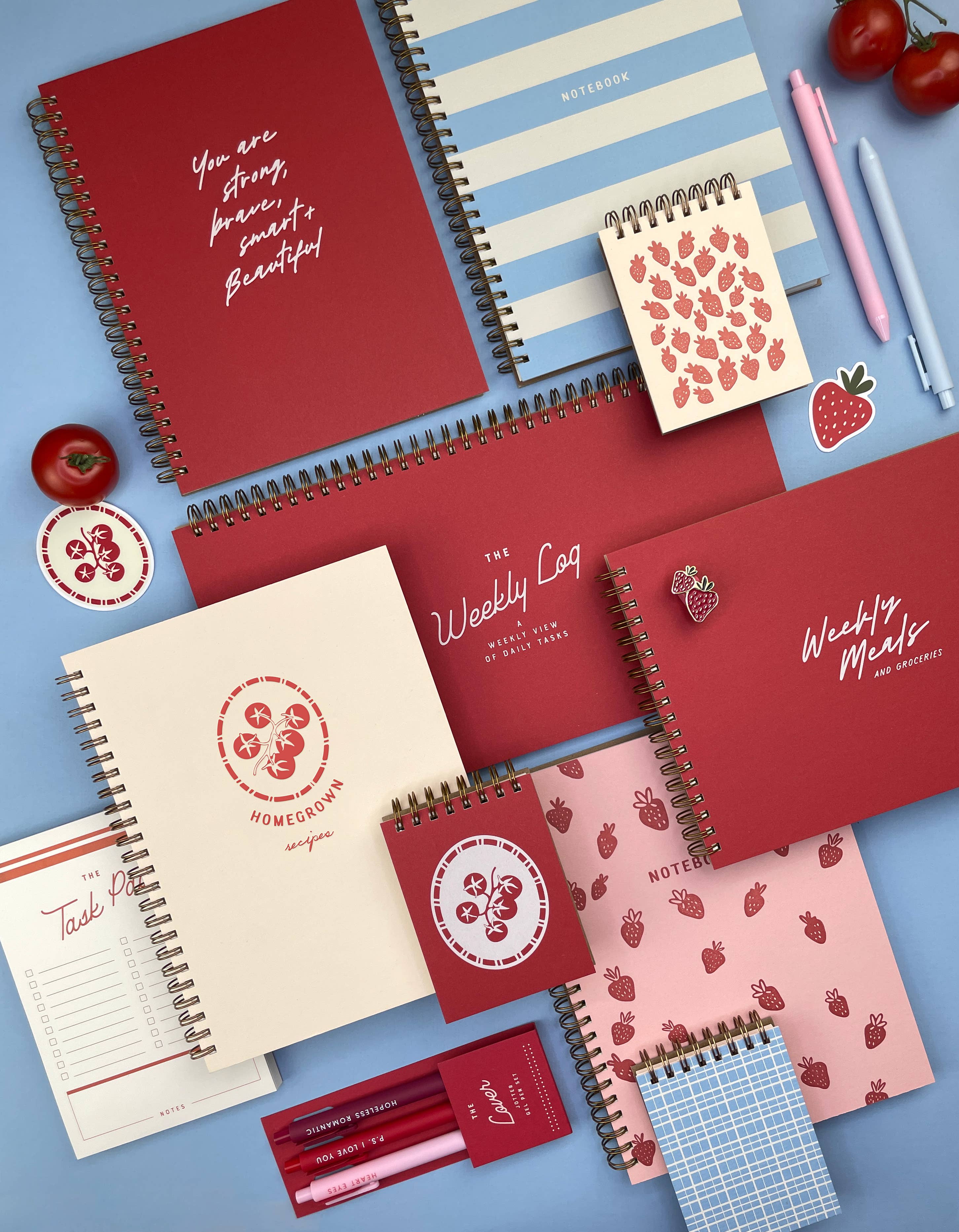 Strawberry Print Mini Jotter Notebook